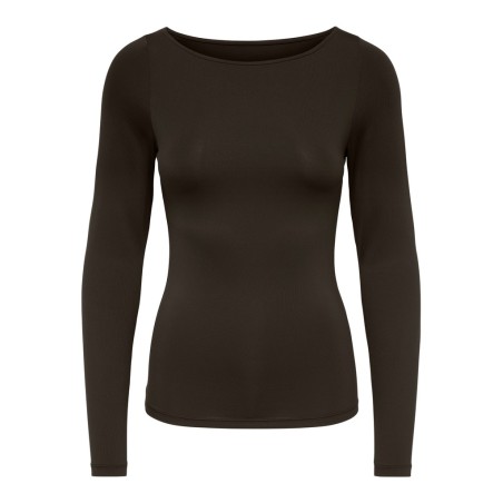 ONLY Lea langærmet boatneck top - Chocolate Torte