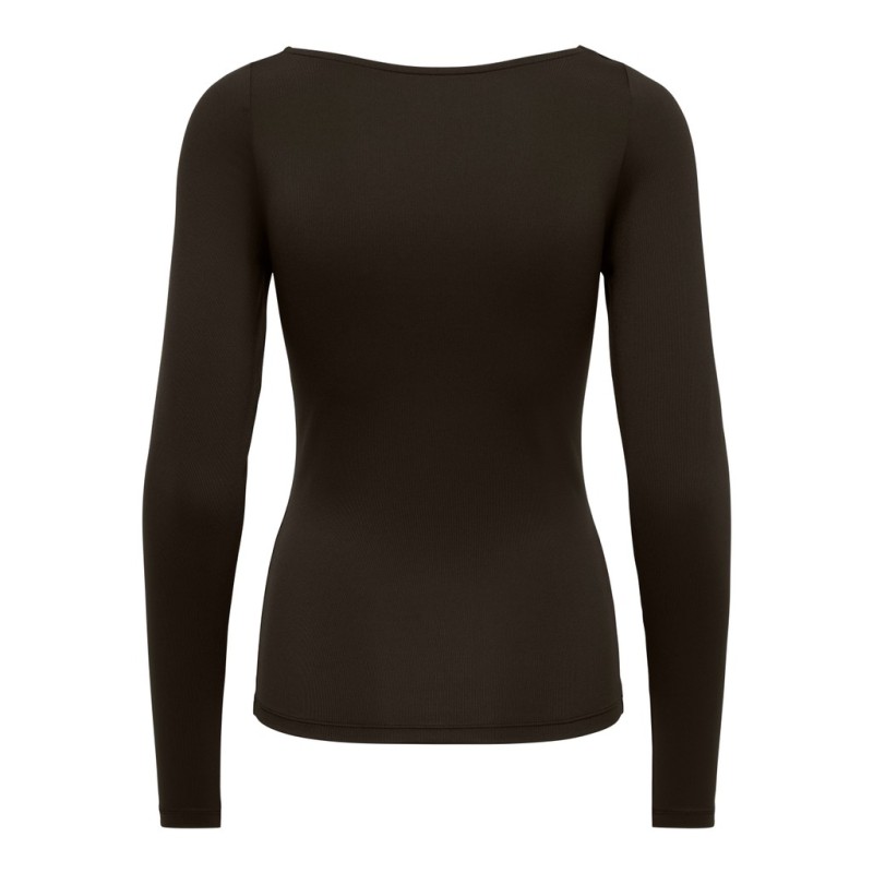ONLY Lea langærmet boatneck top - Chocolate Torte
