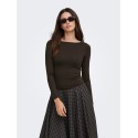 ONLY Lea langærmet boatneck top - Chocolate Torte