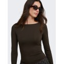 ONLY Lea langærmet boatneck top - Chocolate Torte