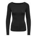 ONLY Lea langærmet boatneck top - Sort