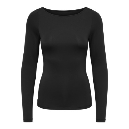 ONLY Lea langærmet boatneck top - Sort