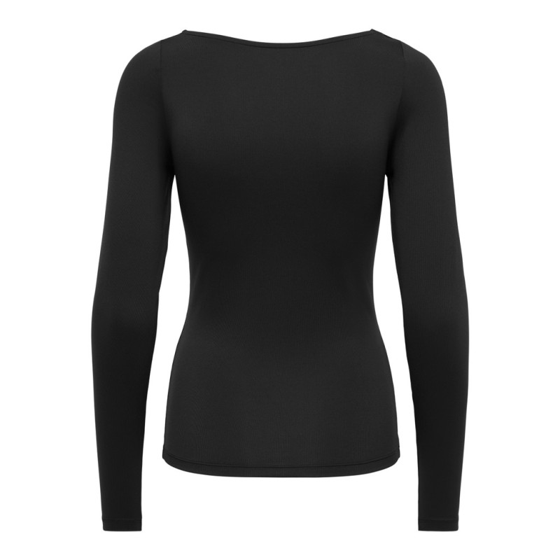 ONLY Lea langærmet boatneck top - Sort