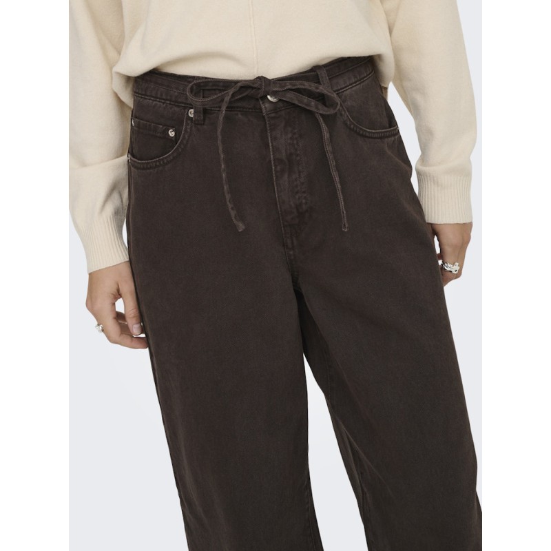 ONLY Gianna mellemtalje jeans - Dark Brown Denim