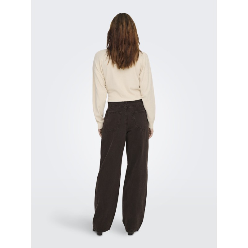 ONLY Gianna mellemtalje jeans - Dark Brown Denim