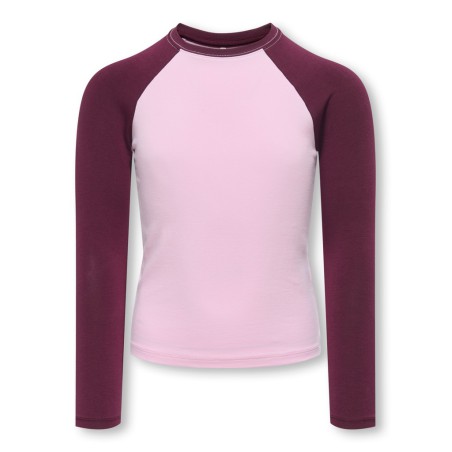 KIDS ONLY Colourblock bluse - Pink Lady / Winetasting