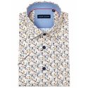 BERNTSON Strygefri kortærmet skjorte - Off White Floral