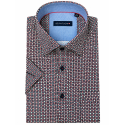 BERNTSON Strygefri kortærmet skjorte - Navy Blue / Burgundy