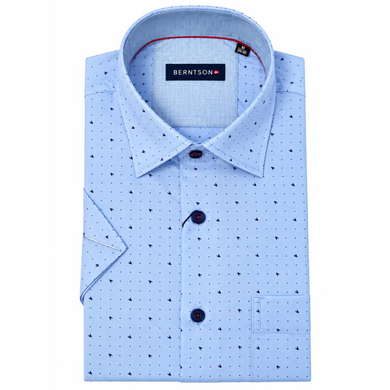 BERNTSON Strygefri Kortærmet skjorte - Light Blue