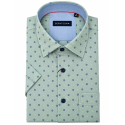 BERNTSON Strygefri kortærmet skjorte - Soft Green / Blue