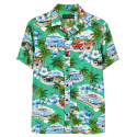 BERNTSON Kortærmet retro hawaii skjorte - Green