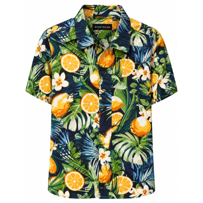BERNTSON Hawaii kortærmet skjorte - Blue Fruit