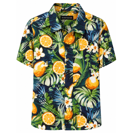 BERNTSON Hawaii kortærmet skjorte - Blue Fruit