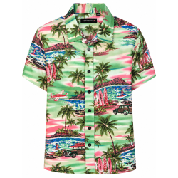 BERNTSON Hawaii kortærmet skjorte - Tropical Mint