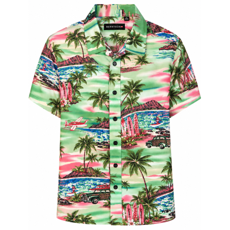 BERNTSON Hawaii kortærmet skjorte - Tropical Mint