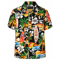BERNTSON Hawaii kortærmet skjorte - Tropical Black