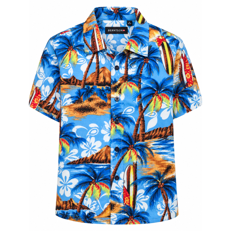 BERNTSON Hawaii kortærmet skjorte - Hawaii Blue