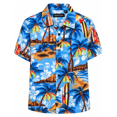 BERNTSON Hawaii kortærmet skjorte - Hawaii Blue