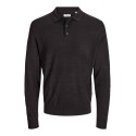 JJ REBEL Birch langærmet strik polo - Black