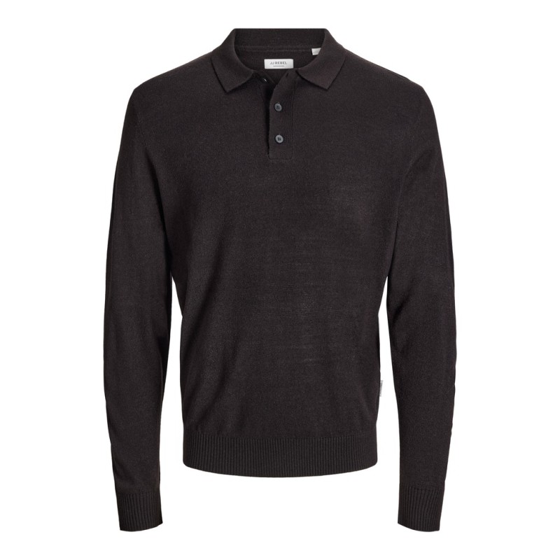 JJ REBEL Birch langærmet strik polo - Black