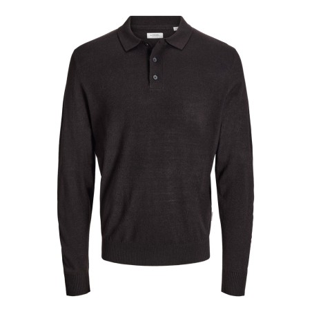 JJ REBEL Birch langærmet strik polo - Black