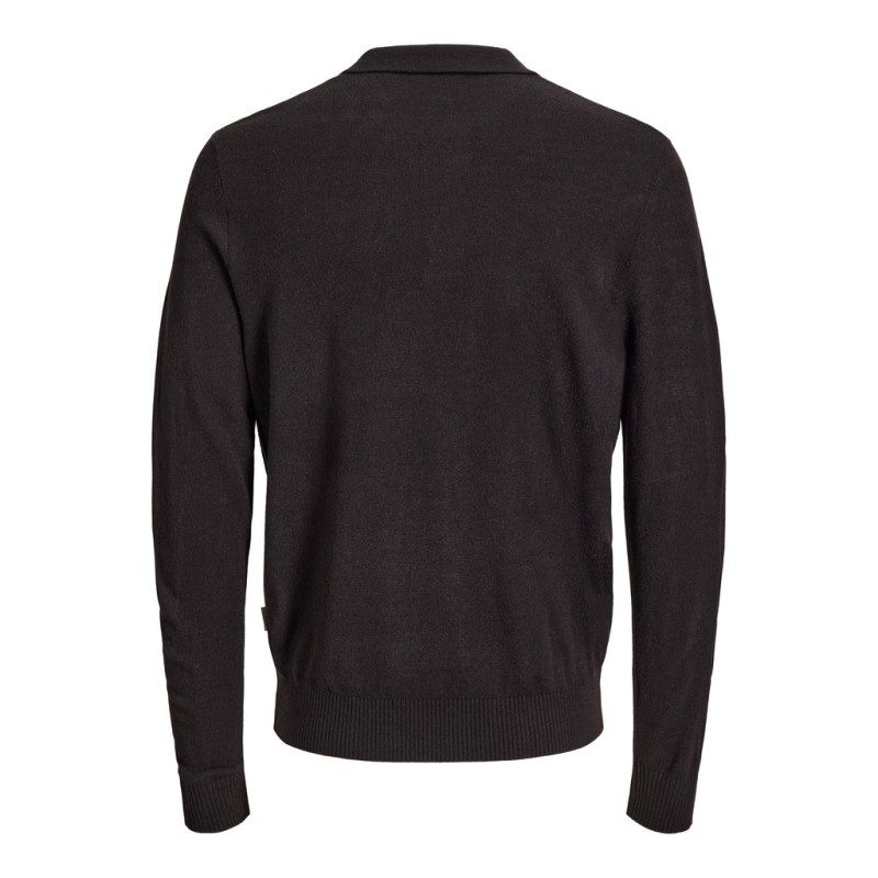 JJ REBEL Birch langærmet strik polo - Black