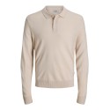 JJ REBEL Birch langærmet strik polo - Moonbeam