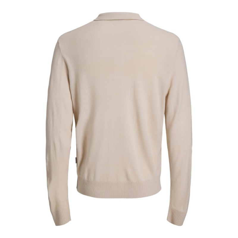 JJ REBEL Birch langærmet strik polo - Moonbeam