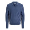 JJ REBEL Birch langærmet strik polo - Vintage Indigo