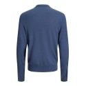 JJ REBEL Birch langærmet strik polo - Vintage Indigo