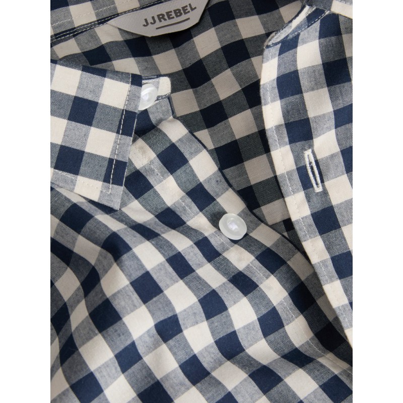 JJ REBEL Havin Gingham langærmet skjorte - Navy Blazer