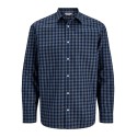 JJ REBEL Havin Gingham langærmet skjorte - Vintage Indigo