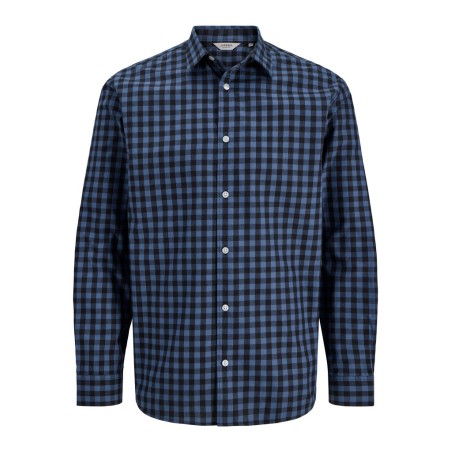 JJ REBEL Havin Gingham langærmet skjorte - Vintage Indigo