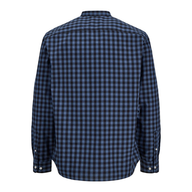 JJ REBEL Havin Gingham langærmet skjorte - Vintage Indigo