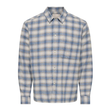 ONLY & SONS Hale flannel relaxed skjorte - Bluefin