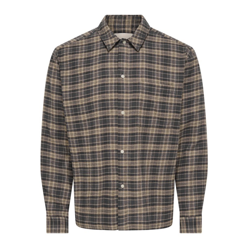 ONLY & SONS Hale flannel relaxed skjorte - Grey Pinstripe