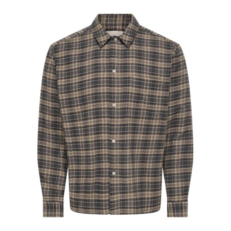 ONLY & SONS Hale flannel relaxed skjorte - Grey Pinstripe