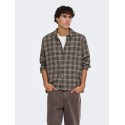 ONLY & SONS Hale flannel relaxed skjorte - Grey Pinstripe