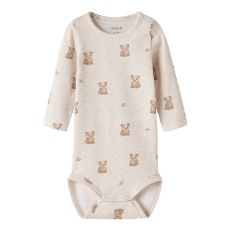 NAME IT BABY dreng - Rogers langærmet bodystocking - Peyote Melange