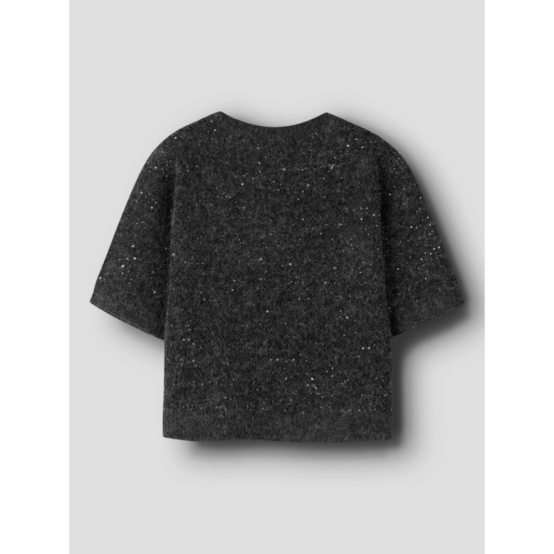 NAME IT KIDS pige - Ria glimmer kortærmet striktrøje - Black