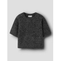 NAME IT KIDS pige - Ria glimmer kortærmet striktrøje - Black