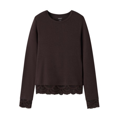 NAME IT KIDS pige - Rosima langærmet bluse - Chocolate Plum