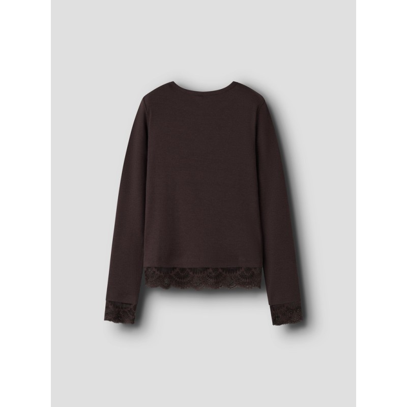 NAME IT KIDS pige - Rosima langærmet bluse - Chocolate Plum