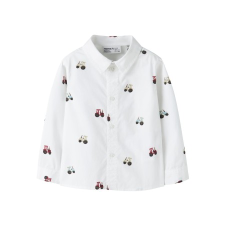 NAME IT MINI dreng - Tractor langærmet skjorte - Bright White