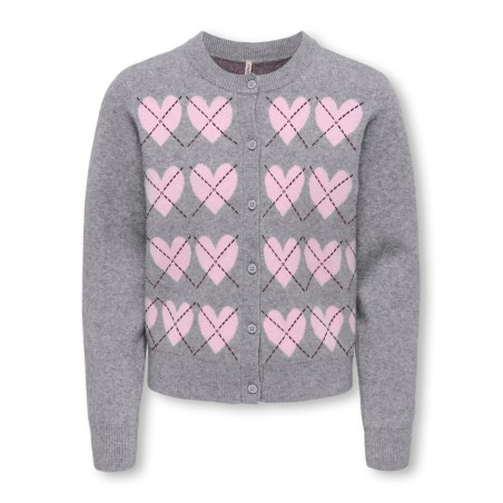 KIDS ONLY Harli argyle strik cardigan - Medium Grey Melange