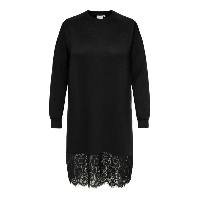 ONLY CARMAKOMA Alba langærmet blonde midaxi kjole - Black