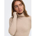 JDY Reno langærmet højhalset bluse - Oatmeal