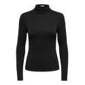 JDY Tallis langærmet højhalset bluse - Black