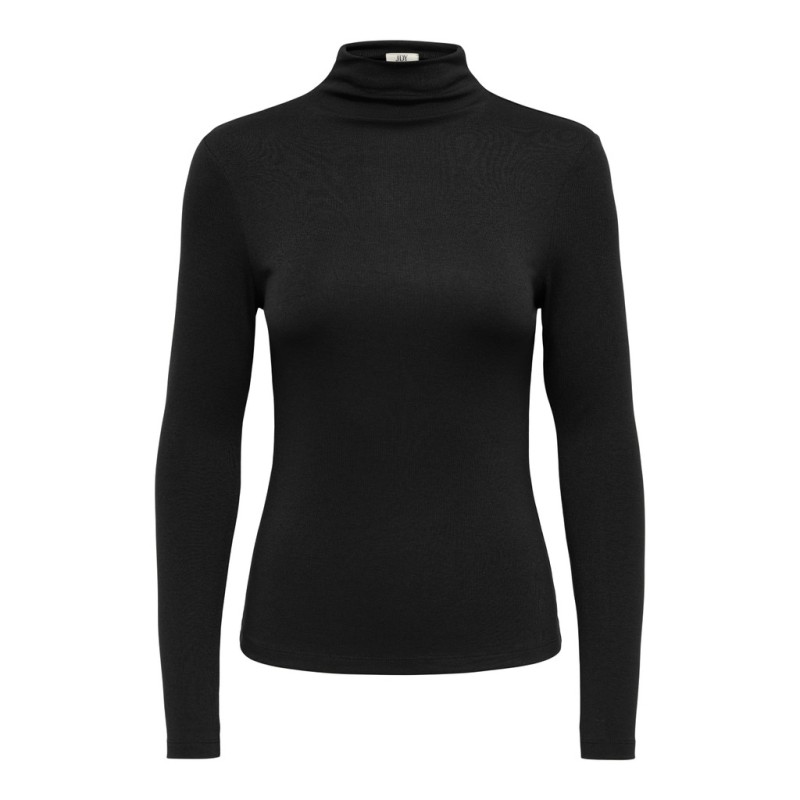 JDY Tallis langærmet højhalset bluse - Black