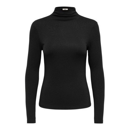 JDY Tallis langærmet højhalset bluse - Black